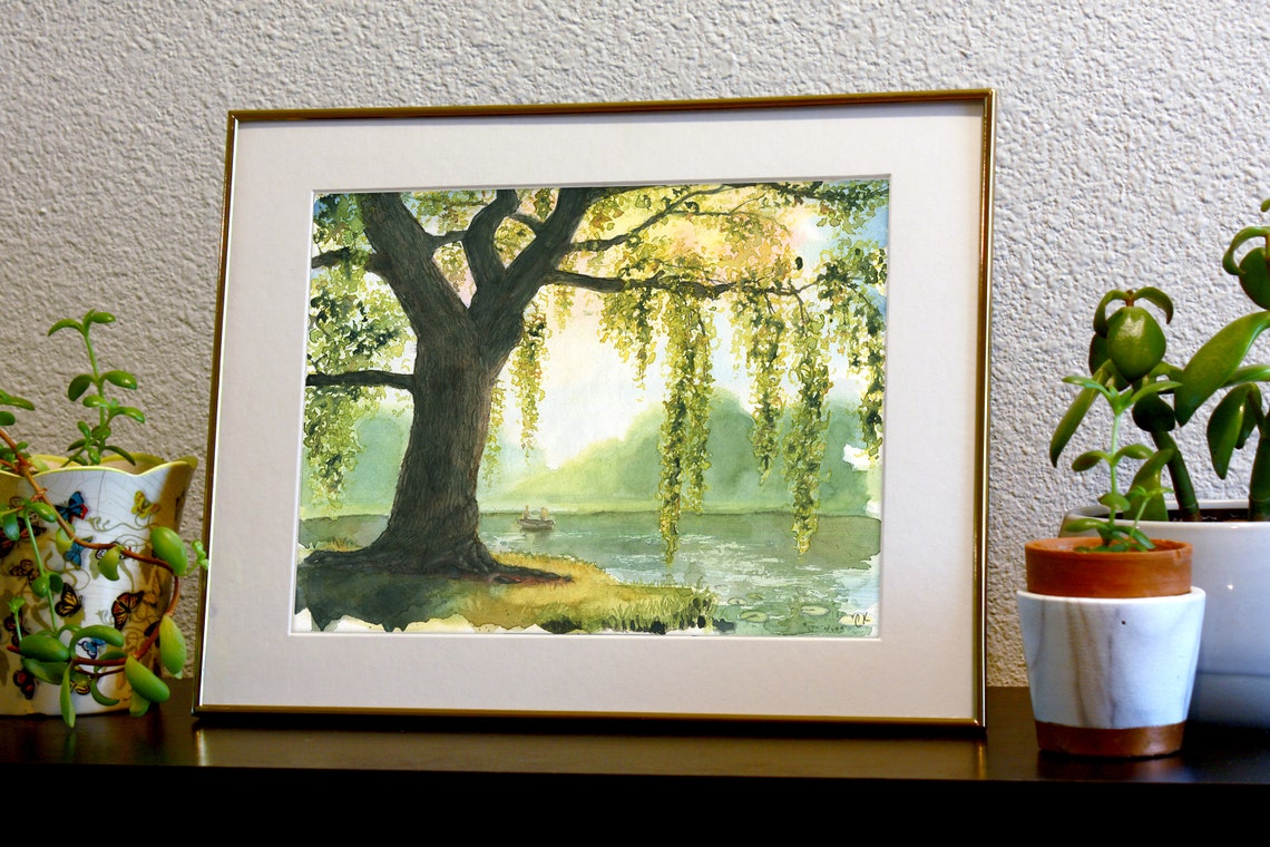 Willow Tree Wall Art Watercolor Painting Print Etsy
