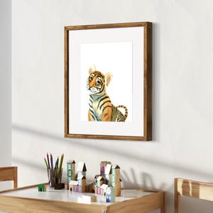 Tiger Nursery Wall Art – Watercolor Baby Animal Print, Safari Jungle Decor, Gender Neutral Nursery Artwork, Baby Room Poster Unframed