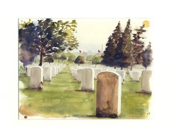 Original Arlington Nationals Cemetery Watercolor Painting