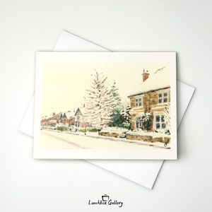 Zestaw kartek świątecznych Snowy Street Winter Notecard Blank Holiday Papeteria Karty z podziękowaniami