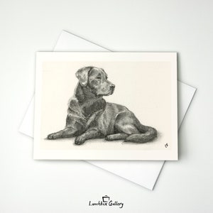 Juego de tarjetas con diseño de perro labrador negro, papelería en blanco, tarjetas de agradecimiento