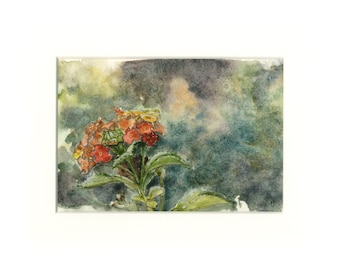 Red Flower Bouquet Watercolor Painting Print