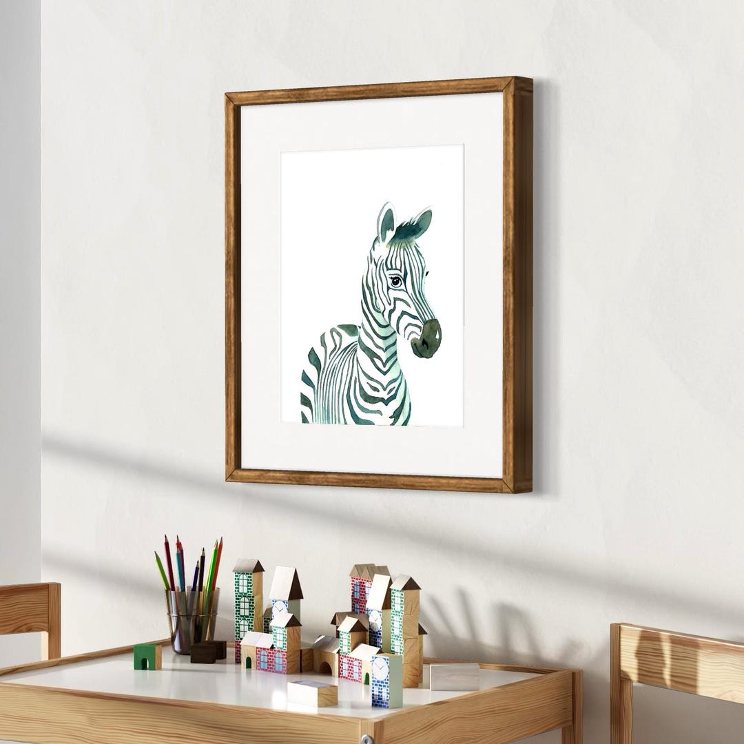 Zebra Nursery Wall Art – Watercolor Baby Zoo Animal Print, Safari Decor ...
