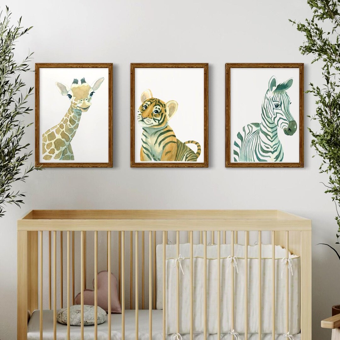 Safari Animal Nursery Wall Art – Set of 3 Jungle Prints, Baby Boy or ...