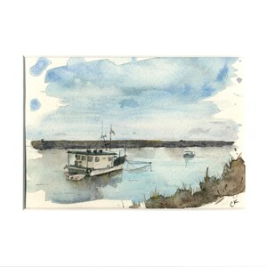 Fishing Boat Wall Art Watercolor Painting Print