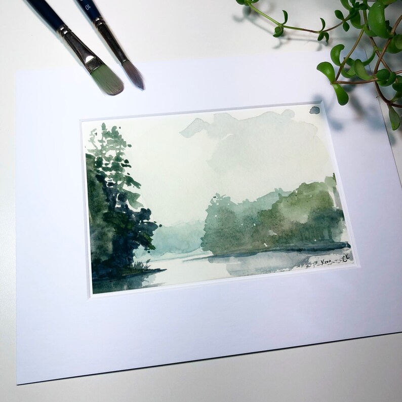 Lake Life Wall Art Watercolor Painting Print Etsy