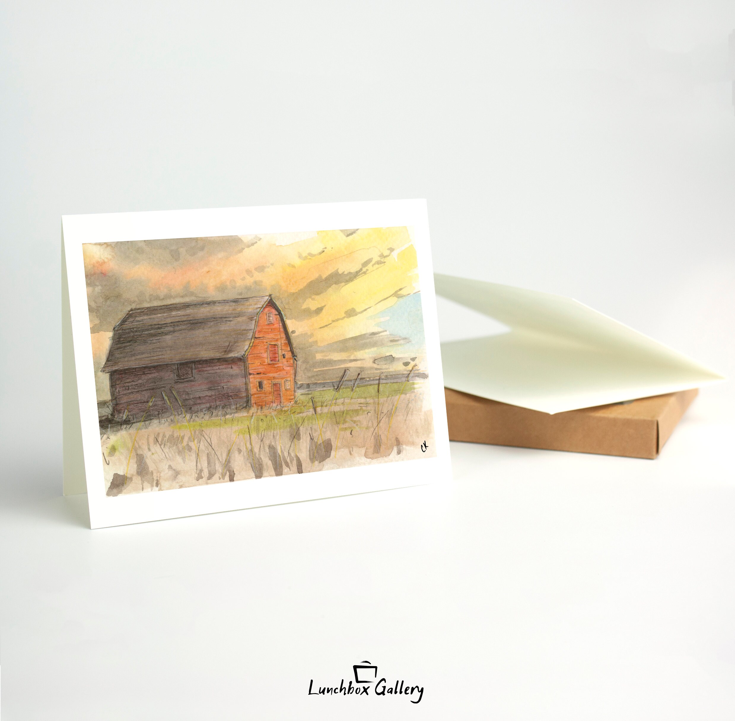 Midwest Farm Barn Sunset Notecard Set Blank Stationery Thank You Cards ...