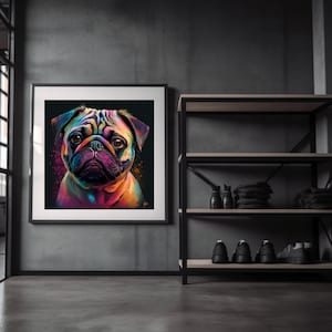 Colorful Pug Print: Abstract Puppy Wall Art (Digital Download)