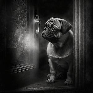 Dark Pug Portrait Print: Unique Puppy Wall Art (Digital Download)