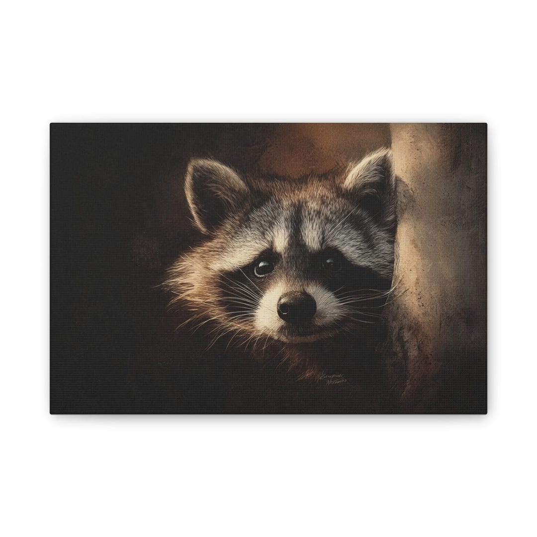 Hand Painted Raccoon Art Print – Curious Forest Animal Illustration ...