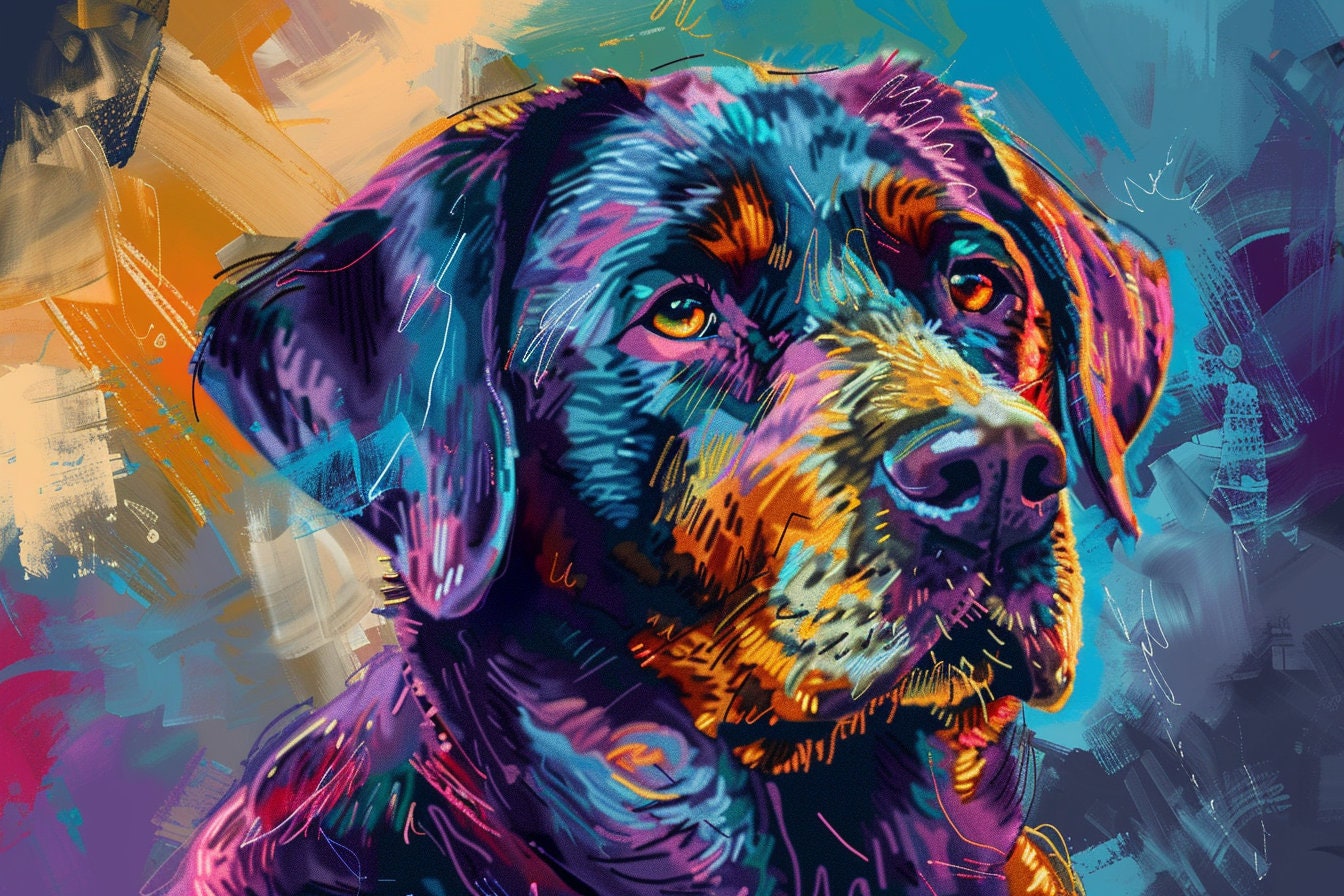 Colorful Labrador Print Pack Labrador Wall Art Puppy Dog Abstract ...