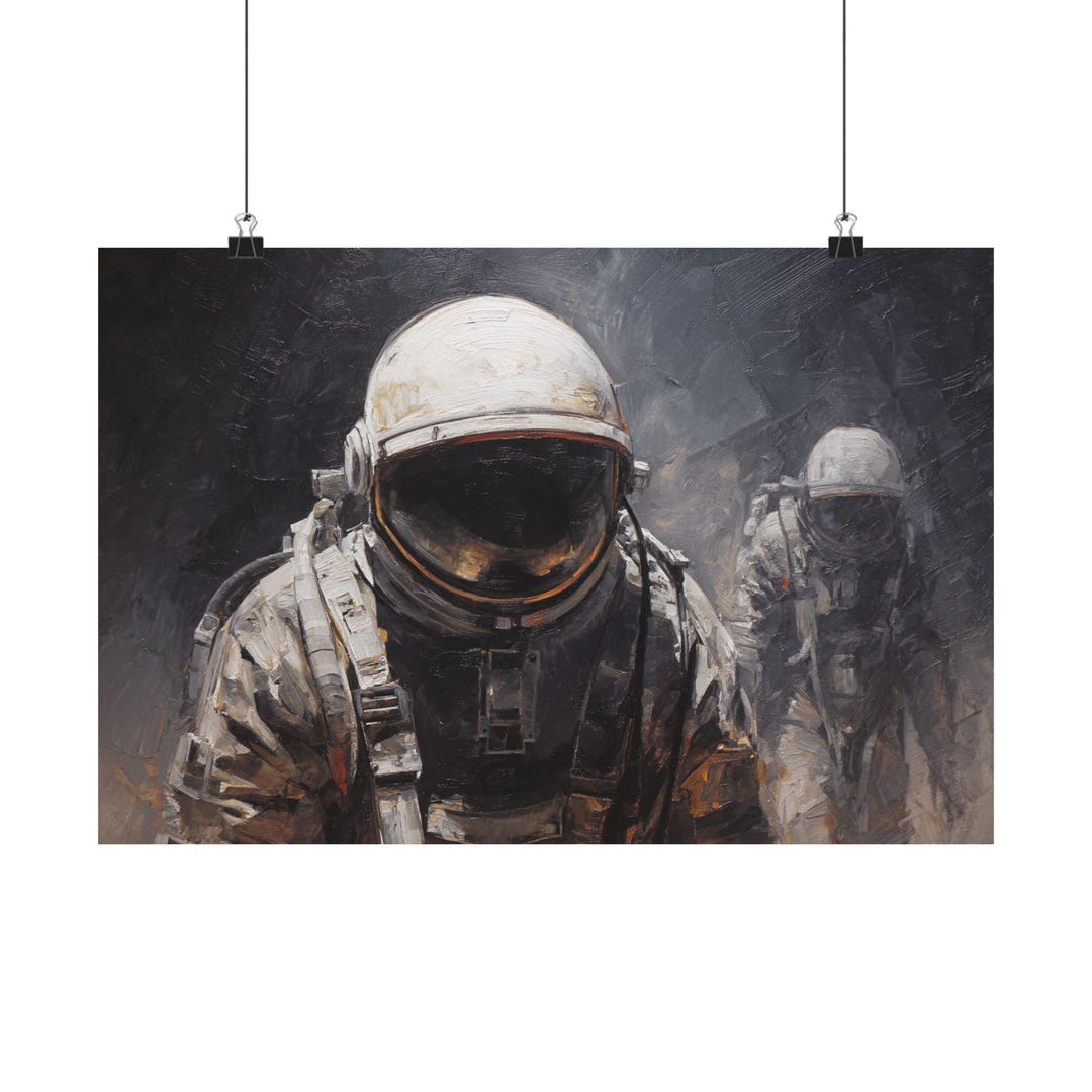 Retro Futurism Hand Painted Fine Art Illustration - Vintage Astronaut ...