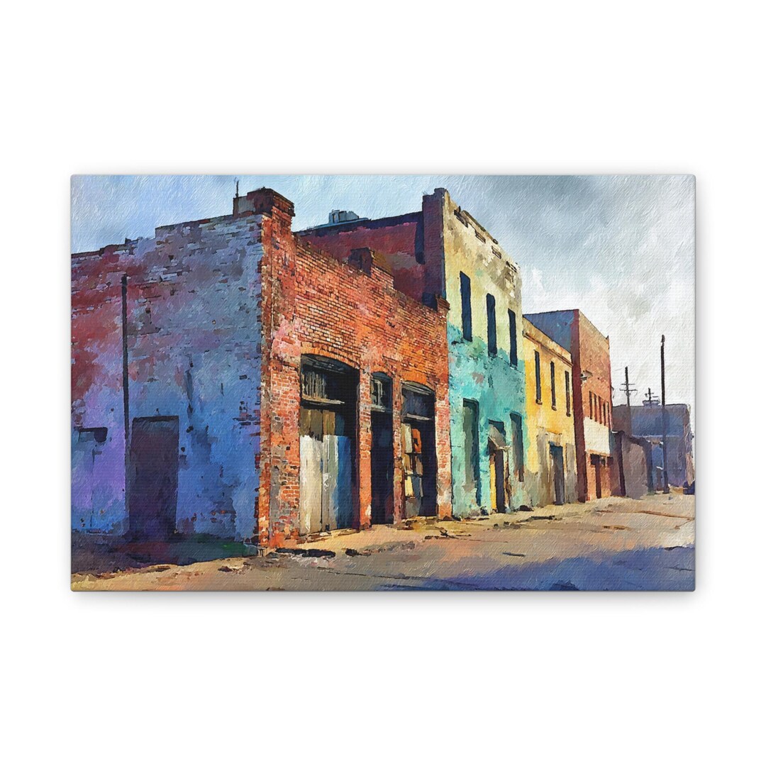 Hand-painted Cityscape Print – Vintage Brick Buildings, Urban Art - Etsy