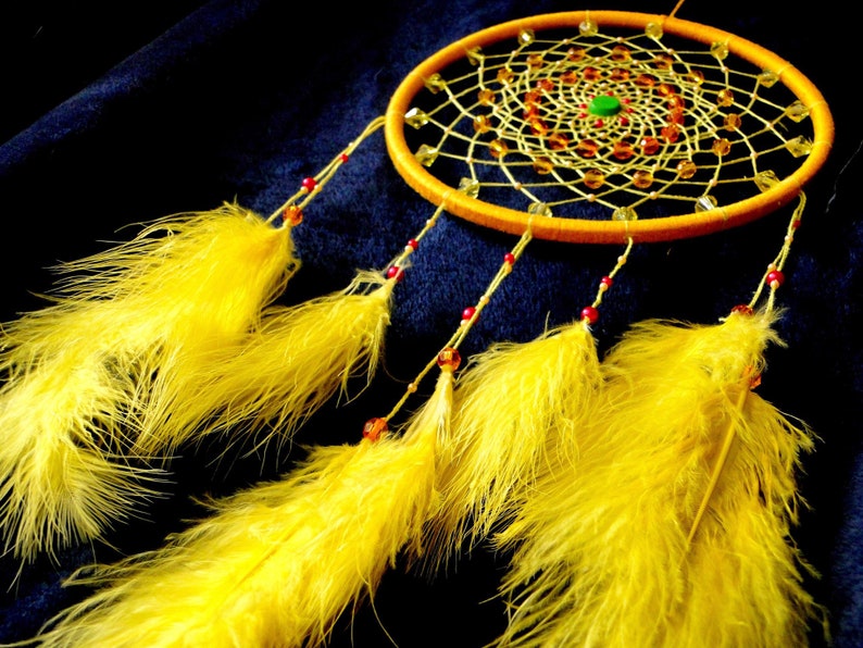 Yellow dream catcher wall hanging Boho dreamcatcher Bedroom Etsy