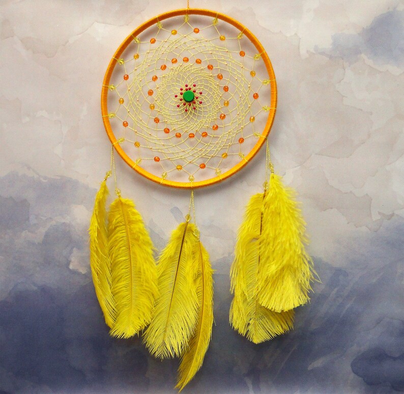 Yellow dream catcher wall hanging Boho dreamcatcher Bedroom Etsy