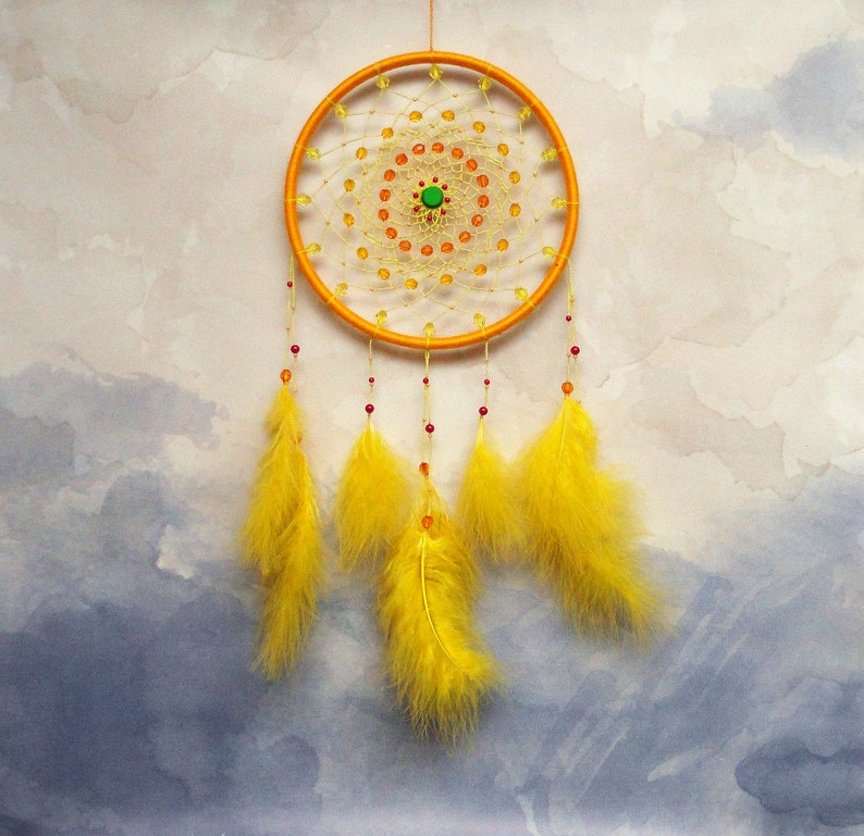 Yellow dream catcher wall hanging Boho dreamcatcher Bedroom Etsy