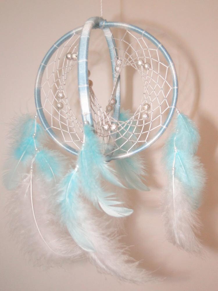Boho double dream catcher Blue 3D dreamcatcher Bridal shower Etsy
