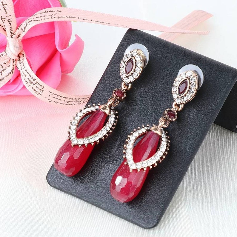 African-Beads-Jewelry-Resin-Drop Earrings For Women Turkish Vintage Long Earring Antique Gold Plated