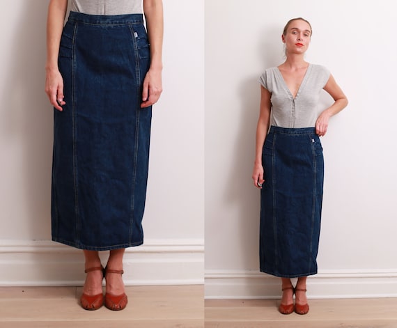 guess denim pencil skirt