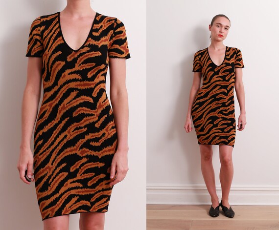 Torn by Ronny Kobo Abstract Tiger Dress / S
