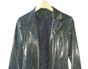 Vintage SNAKE Print Mantel, Y2K Kleidung, Grunge, Clubbing, Rave, 90er Jacke, glänzende Damenjacke