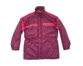 Vintage 80er Jahre USSR Gefütterte Sportswear Jacke in Rot - XL