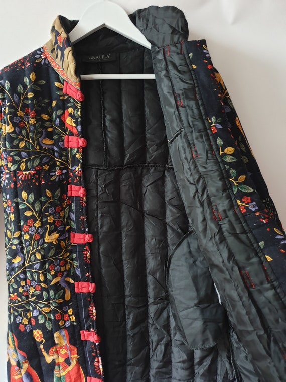 Moroccan quilted blanket coat, floral folk style … - image 3