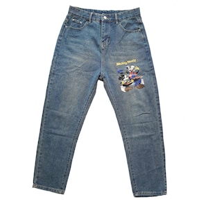 Vintage 90s Disney Denim Pants - Mickey Mouse - High-Waisted Jeans