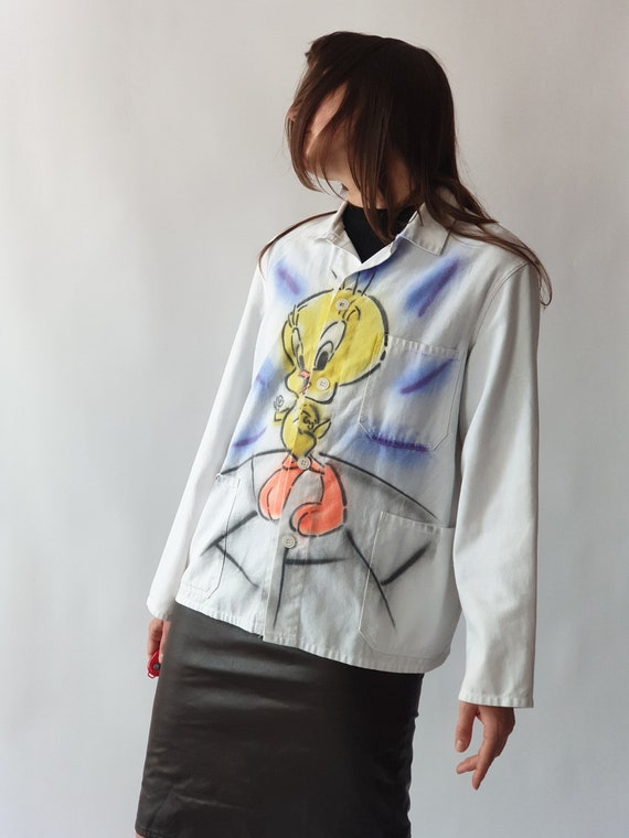 TWEETY bird graffiti work jacket / 90s Y2K, Pop a… - image 1