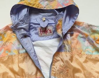 Giacca a vento con cappuccio lilla pastello vintage anni '90