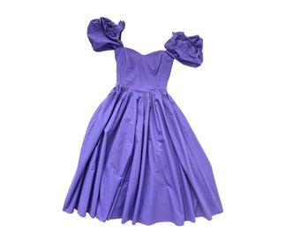 90s princess dress Vintage Laura Ashley Purple Cotton XS | Puff Sleeve off Shoulder The Golden Bachelorette': Where Short dress Size:AU 8