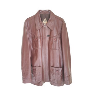 Vintage 70s Leather Jacket - Brown Zip-Up Coat