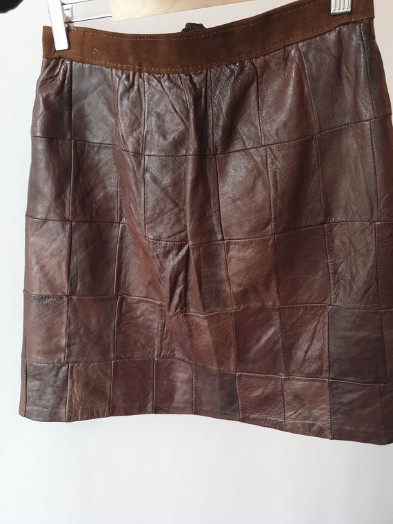 Patchwork leather skirt, vintage 80s 90s Y2K boho… - image 7