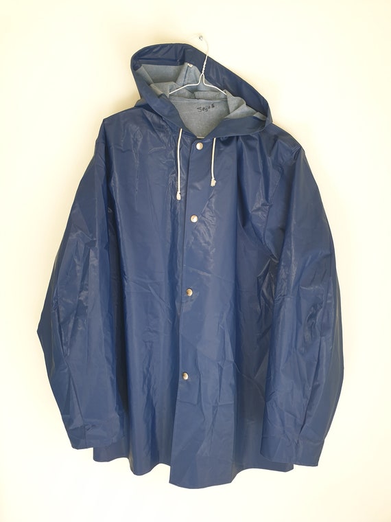 1970s - 1980s vintage raincoat, hooded PVC rain j… - image 2