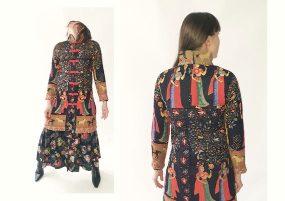Moroccan quilted blanket coat, floral folk style … - image 1