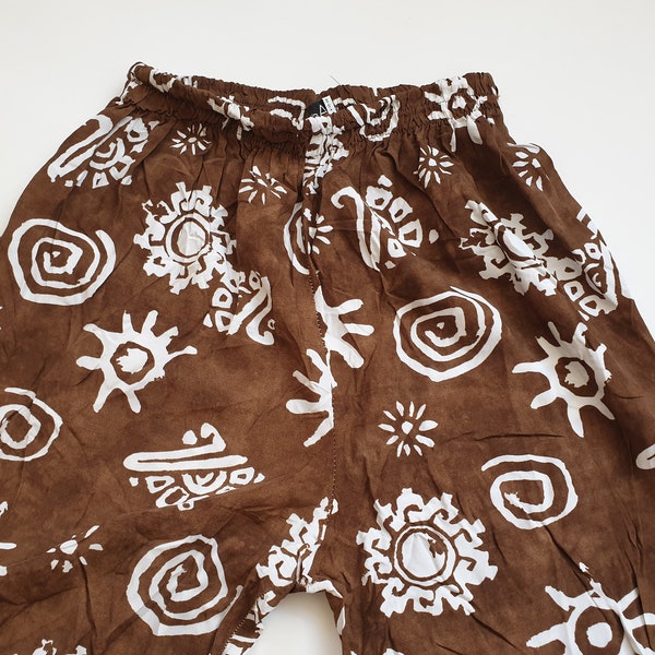 pantalon tribal psychédélique vintage, festival d'été, bohème, taille élastique, vêtements des années 80, pantalons de jogging pour femmes, pantalons de yoga, taille S / XS / petit