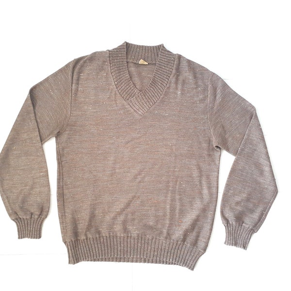 Vintage Minimalist Cottagecore Sweater, 1970s, Natural style, long sleeve pullover, Earthy, vintage clothing