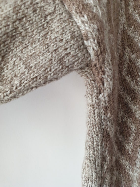 Vintage unisex knit sweater, knitted boho geometr… - image 8