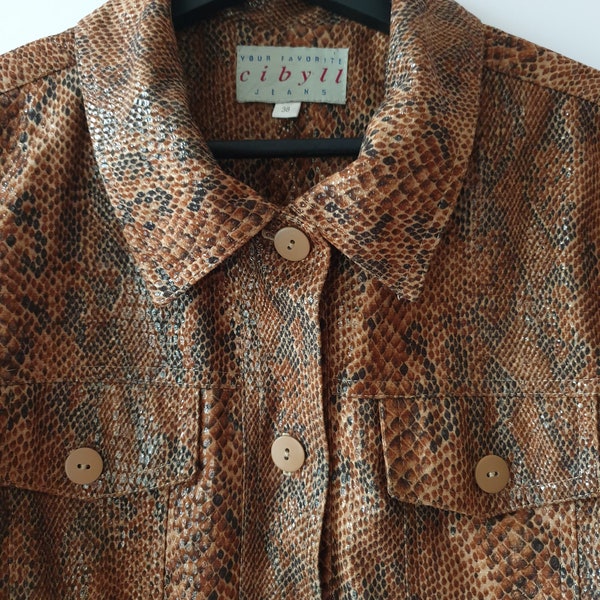 Y2K snake print women's jacket / Glam rock, punk, 1990s 90s, Rockabilly, animal print / workwear jacket / vintage clothing