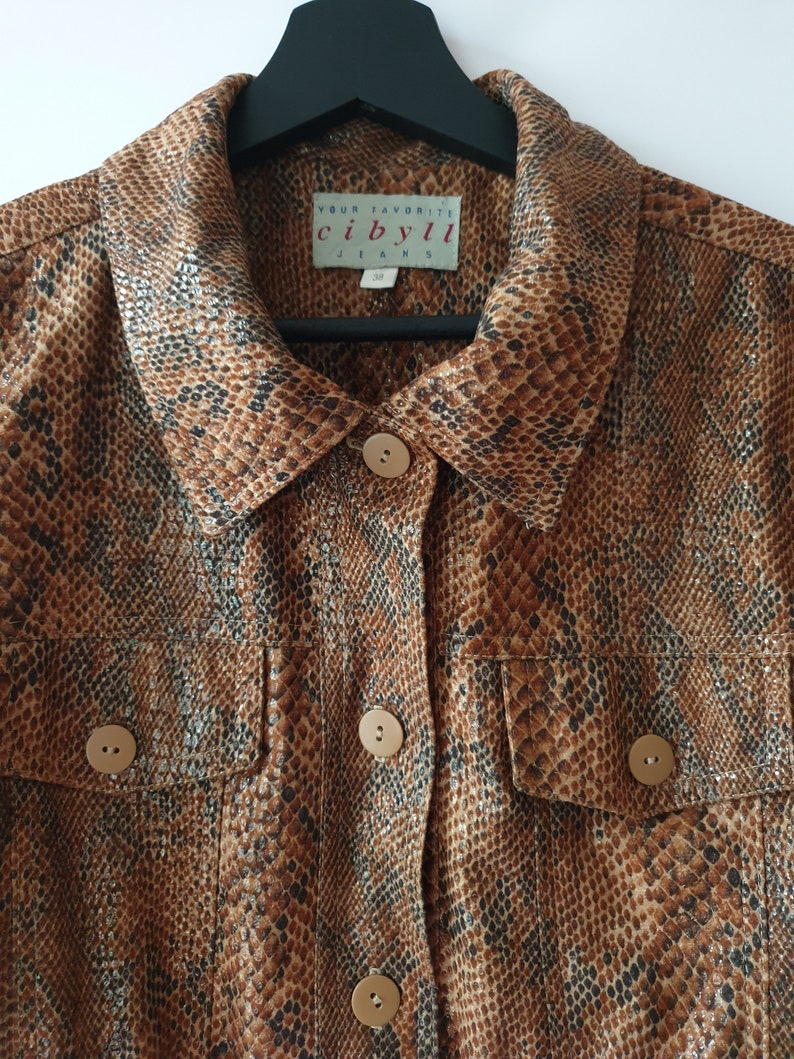 Y2K snake print women's jacket / Glam rock, punk, 1990s 90s, Rockabilly, animal print / workwear jacket / vintage clothing 画像 1