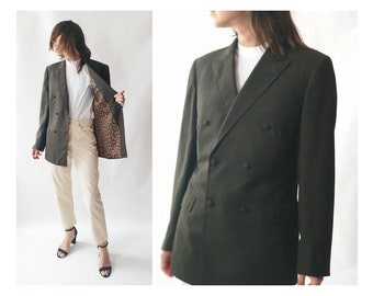 1970s wool blazer / Vintage 60s 70s unisex mens womens double breasted suit jacket