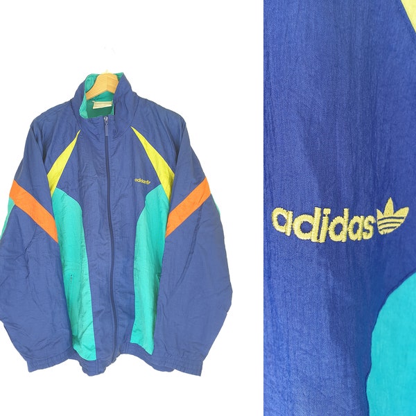 1990s - Y2K vintage ADIDAS sports jacket, tracksuit track jacket, Adidas windbreaker, rave, streetwear, oversized, vintage clothing