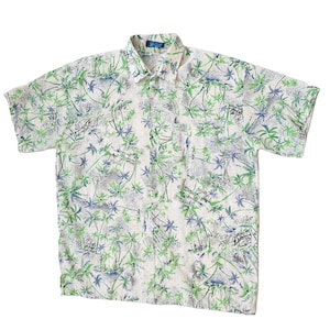 Vintage Tropical print shirt men - HAWAIIAN holiday summer festival button up L