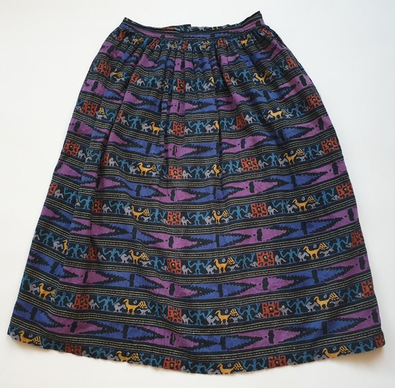 Vintage 1990s aztec print skirt 80s 90s retro tri… - image 2