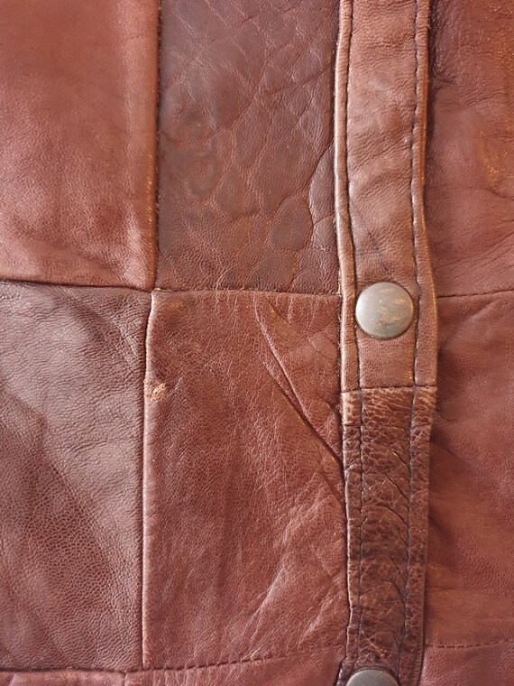Patchwork leather skirt, vintage 80s 90s Y2K boho… - image 4