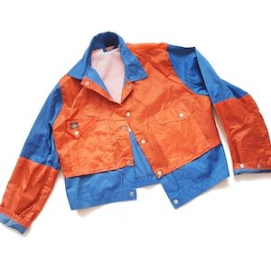 Vintage 80er Jahre Jacke - Blau Orange Mantel