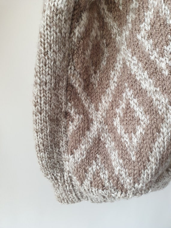 Vintage unisex knit sweater, knitted boho geometr… - image 9