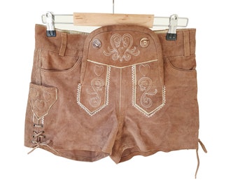 Vintage Austrian German Bavarian Oktoberfest suede shorts size S / XS