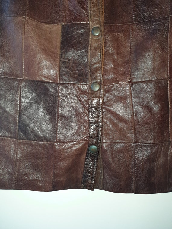 Patchwork leather skirt, vintage 80s 90s Y2K boho… - image 6