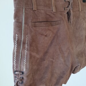 Short En Cuir Daim Vintage - Taille S (Tour De Taille 78cm) - Orange - Occasion Très Bon État